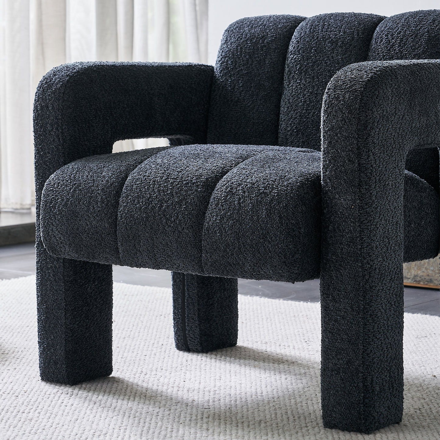 31.10" Boucle Upholstered Accent Chair - Dark Gray