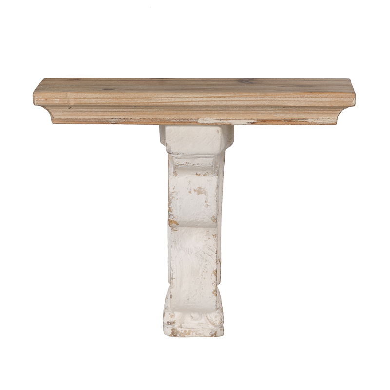 Distressed And Wooden Wall Shelf With Corbel Design - Brown / Antique White