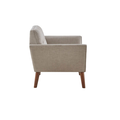 Mid - Century Lounge Chair With Button Tufting - Light Gray