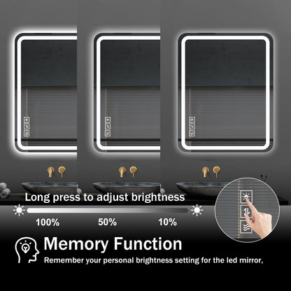 LED Bathroom Mirror Vanity Mirrors With Front Lights, Wall Mounted Anti-Fog Frameless Make Up Mirror With Light Copper-Free Mirror Horizontal Or Vertical - Clear