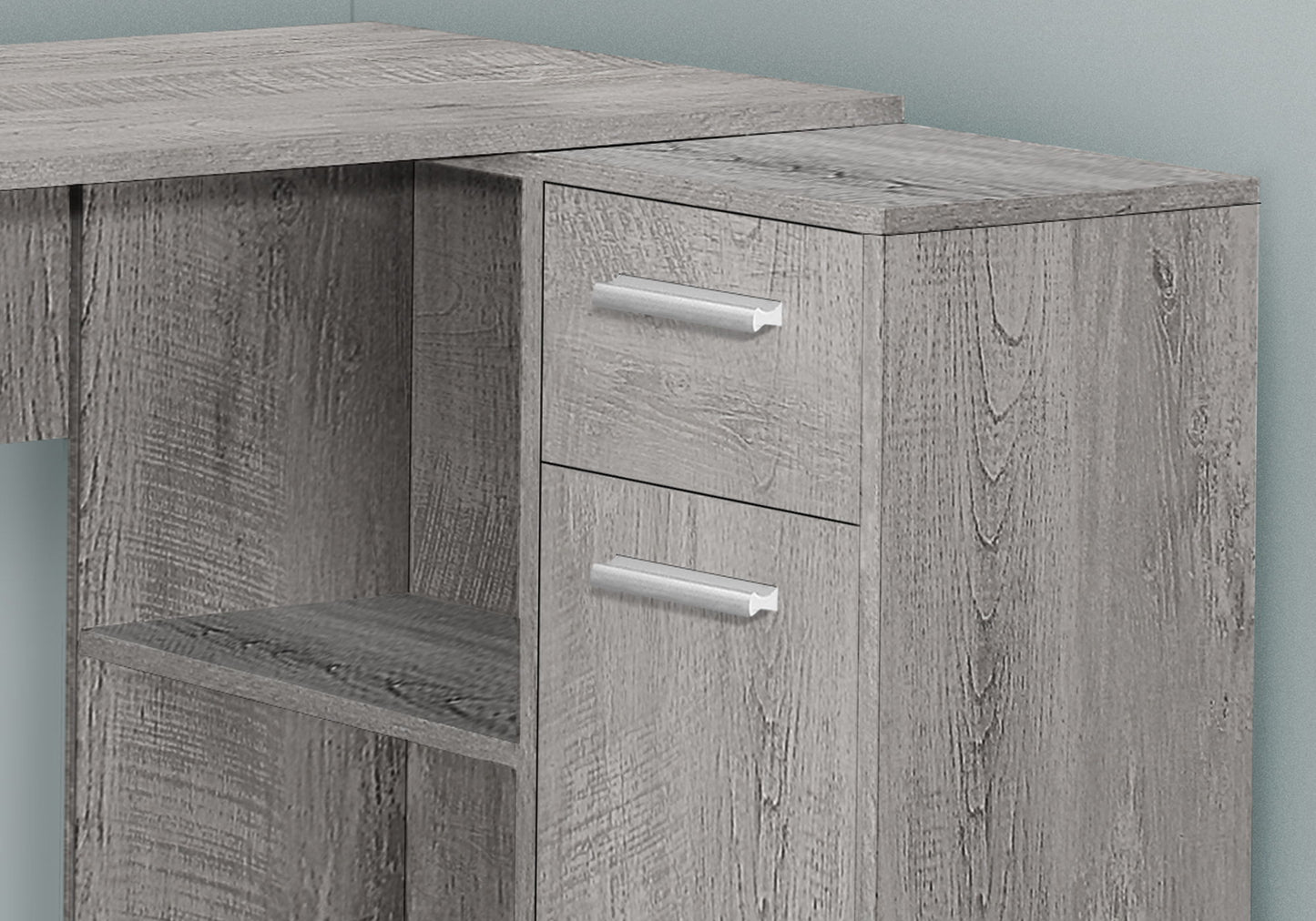 Computer Desk, Home Office, Corner, Storage Drawers, L Shape, Contemporary & Modern - Gray