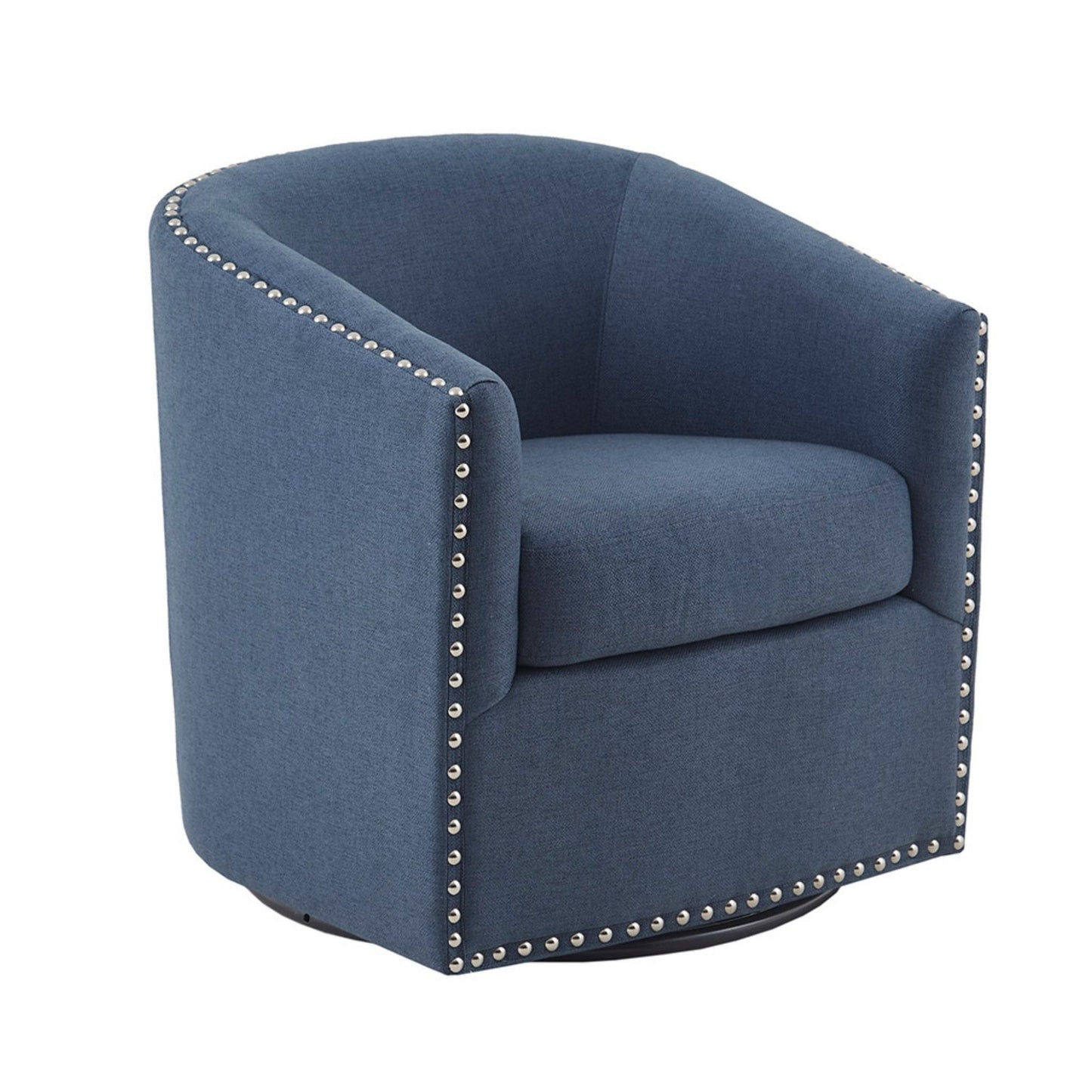 Luxurious Swivel Chair With 360 Degree Rotation Fabric And Solid Wood - Blue