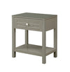 Dylan - Wooden End Side Table Nightstand With Glass Top And Drawer - Taupe