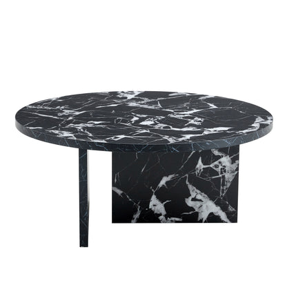 Versatile Round Coffee Table For Various Interior Styles, Exhibiting Modern Minimalism And Nordic Charm - Black / Black White