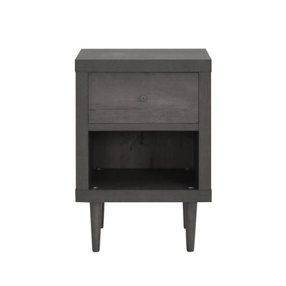 Nystrom - Wood Single Drawer Nightstand - Gray
