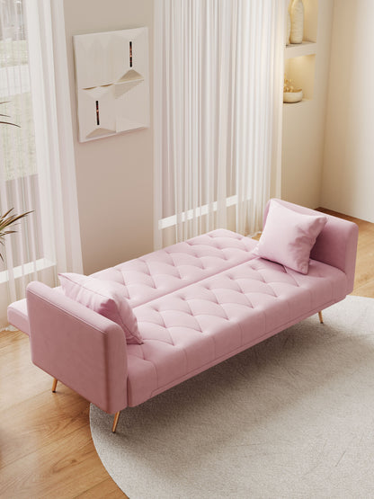 Convertible Double Folding Living Room Sofa Bed - Pink