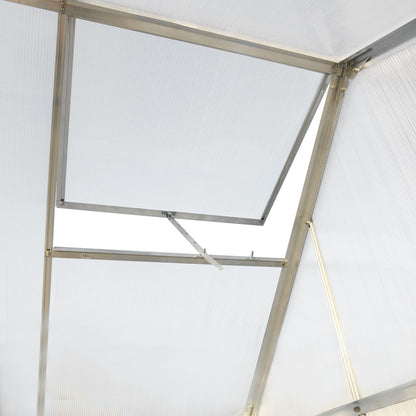 Polycarbonate Greenhouse, Heavy Duty Outdoor Aluminum Walk-In Green House Kit With Rain Gutter, Vent And Door For Backyard Garden - Aluminium