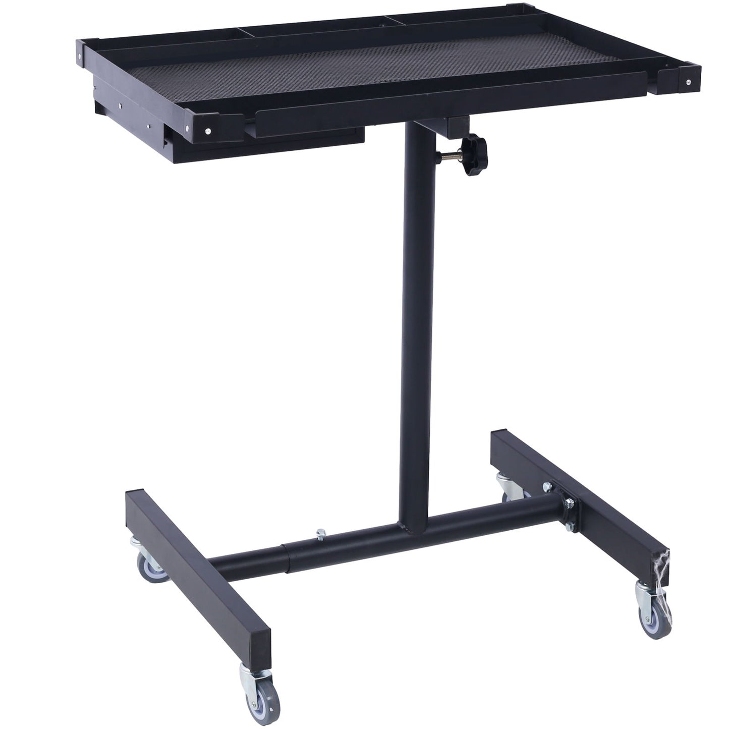 Adjustable Tear Down Work Table With Drawer For Garages, Repair Shops, And Diy, Portable, (4) 2.5" Swivel Casters, 220 Pound Capacity, Rubber Corners, Heavy Duty Steel - Black