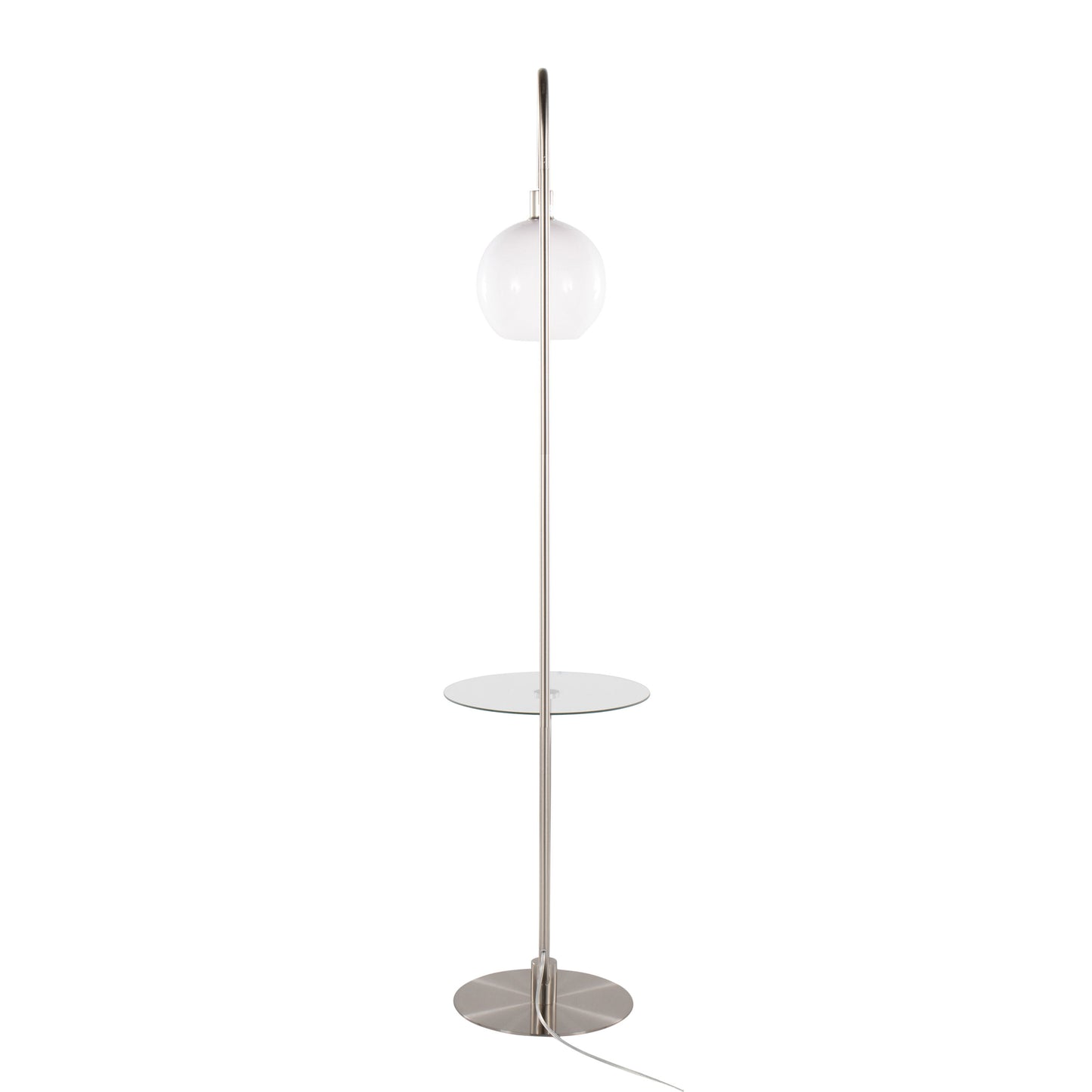 Trombone - Contemporary / Glam Floor Lamp - Nickel / Clear