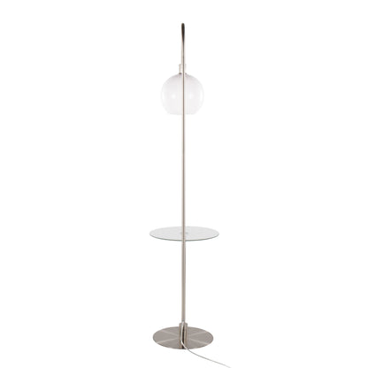 Trombone - Contemporary / Glam Floor Lamp - Nickel / Clear