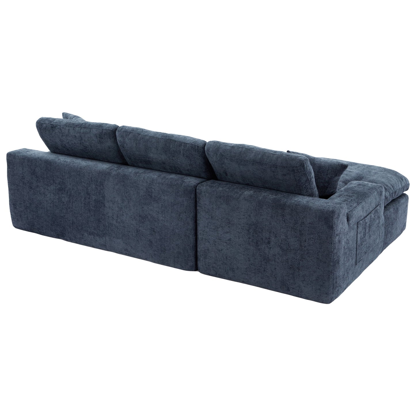 Cloud Sectional Sofa Upholstered Sofa Couch With Double-Layer Cushion And Side Pockets - Blue