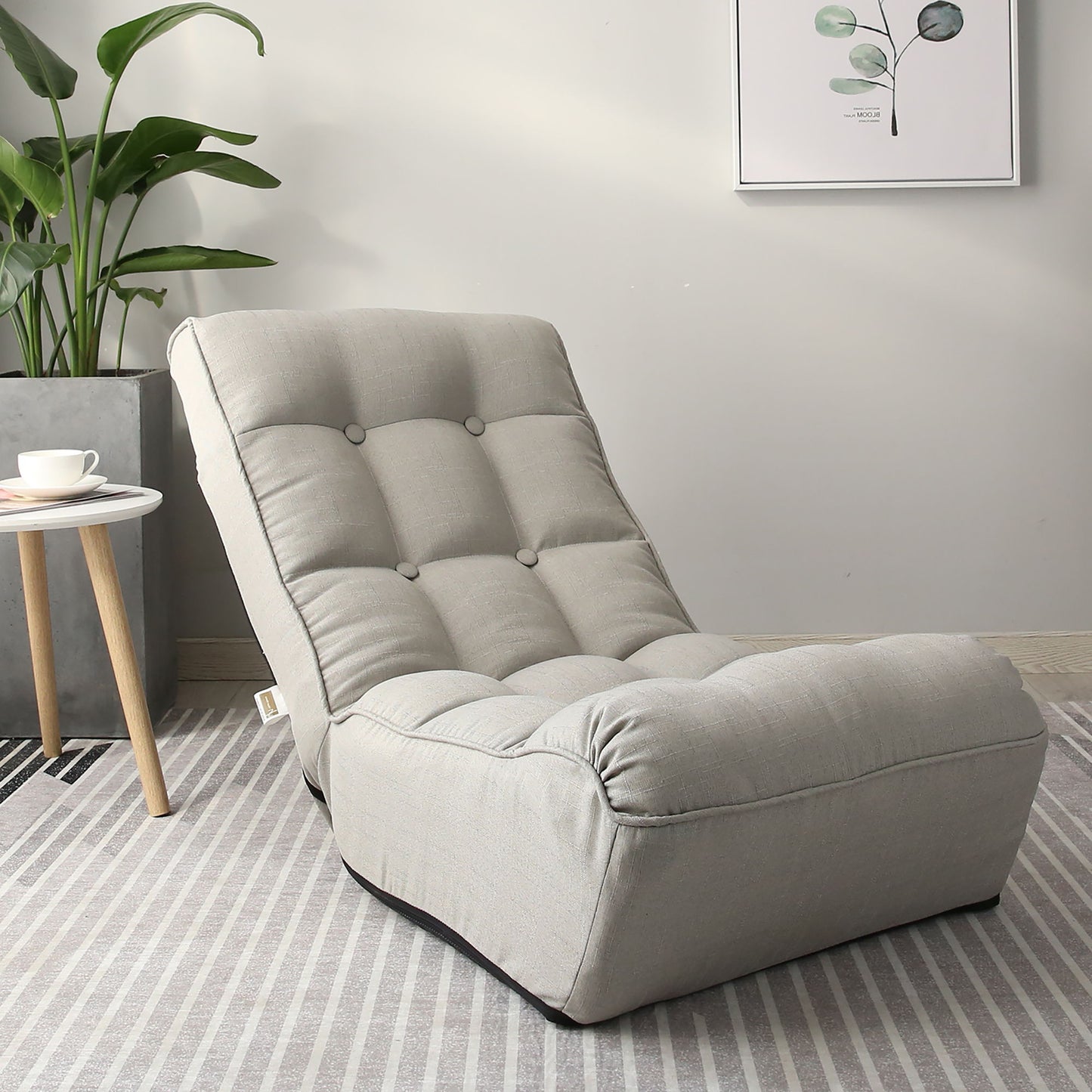 Single Sofa Reclining Japanese Chair Lazy Sofa Tatami Balcony Adjustable Chair - Gray
