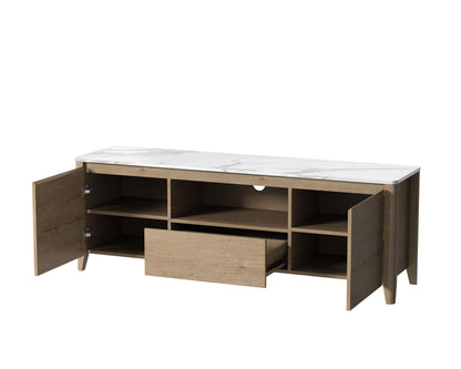 Modern TV Stand With LED Lights Entertainment Center TV Cabinet With Storage For Up To 80" For Gaming Living Room Bedroom - Natural Wood Wash