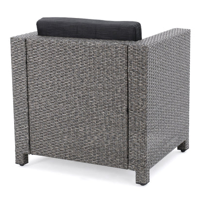 Outdoor Club Chair With Water Resistant Cushion And Square Arms (Set of 4) - Black