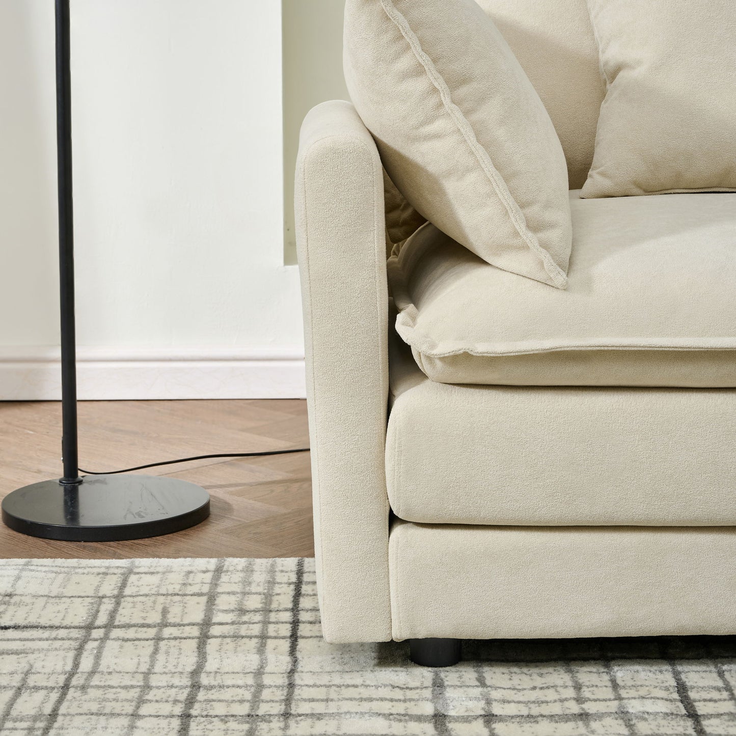 Modular Ottoman - Style Deep Seat Chenille Sofa With Cushions - Off White