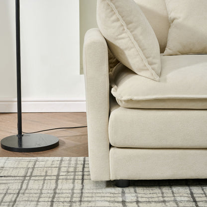 Modular Ottoman - Style Deep Seat Chenille Sofa With Cushions - Off White