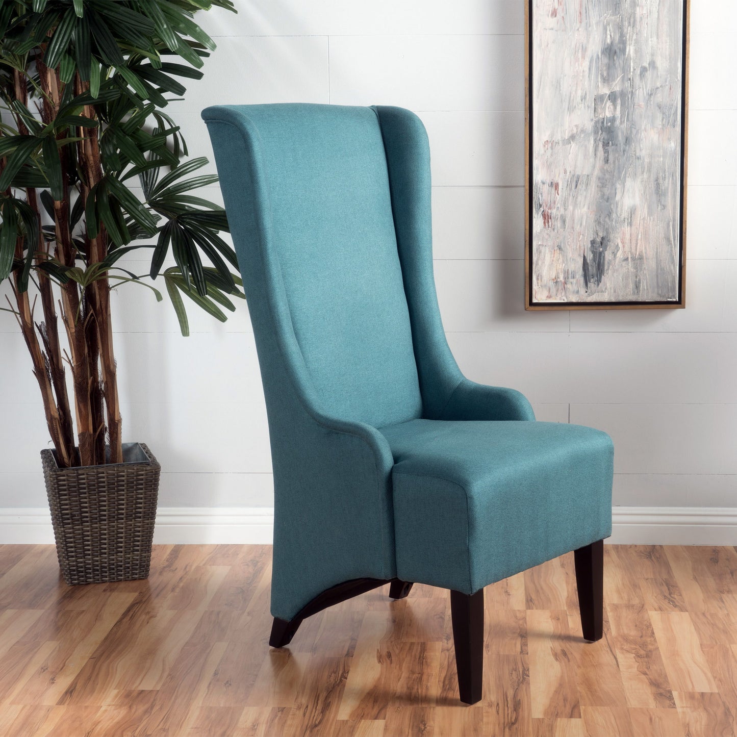 Alight - Upholstered Dining Chair With High Back And Birch Wood Legs - Teal