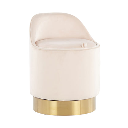 Marla - Contemporary / Glam Vanity Stool - Gold / Cream