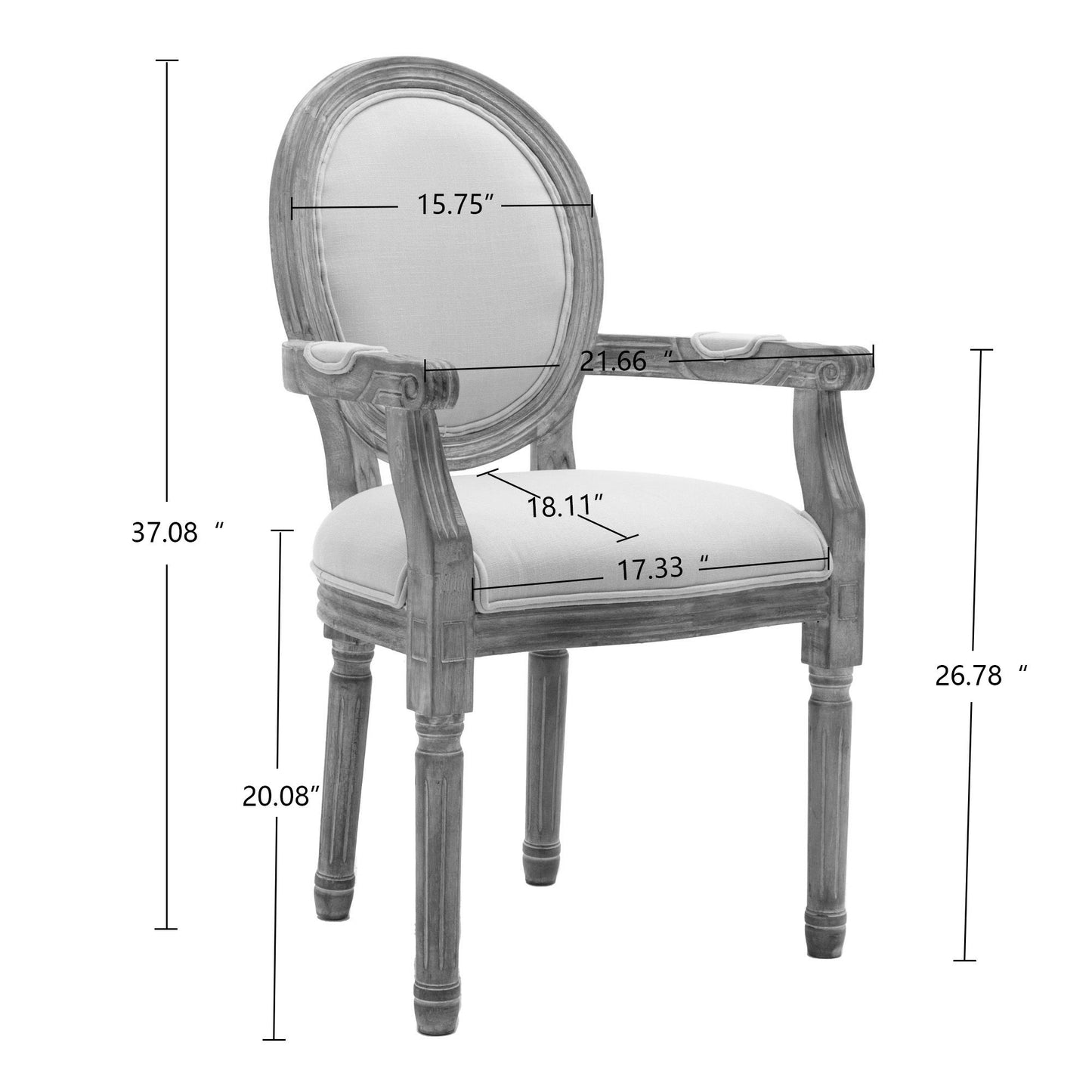 French Style Solid Wood Dining Chair (Set of 2) - Cream