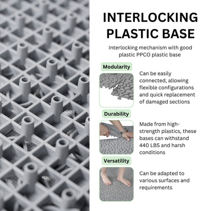 Interlocking Deck Tiles Plastic Waterproof Outdoor All Weather Anti-Slip Bathroom Shower Balcony Porch Strong Weight Capacity Upto 440 Lbs, Pebble Stone Pattern Pack Of 60 - Gray