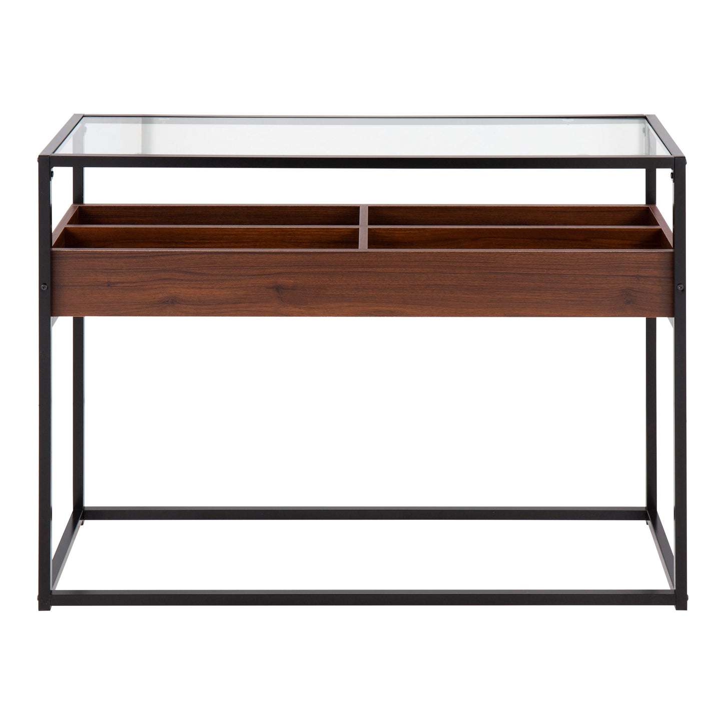 Display Contemporary Console Table - Black / Walnut / Clear