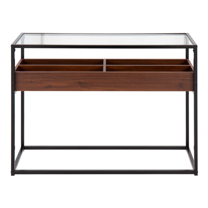 Display Contemporary Console Table - Black / Walnut / Clear