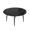 Modern Man-Made Stone Round Metal Dining Table-Position For 6 People - Black
