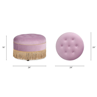Yolanda - Round Upholstered Accent Ottoman - Lavender