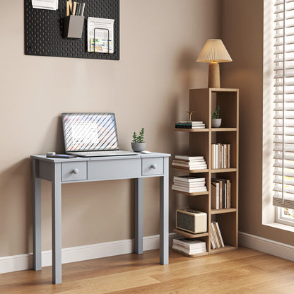 Vanity Table With LED Lights, Flip-Top Mirror And 2 Drawers, Jewelry Storage - Sleek Gray