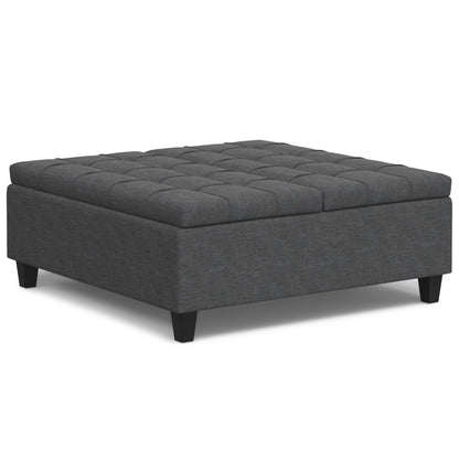 Harrison - Multifunctional Large Square Coffee Table Storage Ottoman - Gray