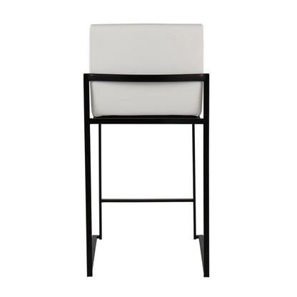 Fuji - Contemporary High Back Counter Stool (Set of 3) - Black / White