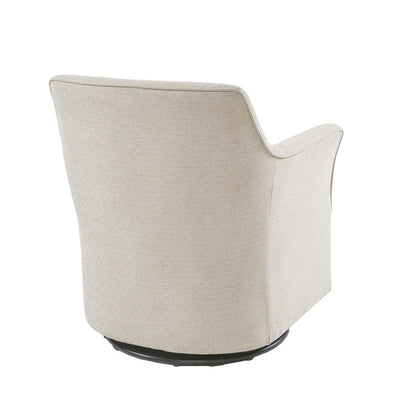 Swivel Glider Chair With 360 Degree Rotation Upholstery Solid Wood Frame - Cream