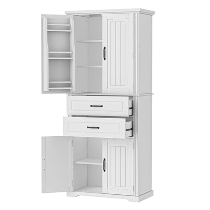 Elegant Multi Functional Storage Cabinet With Slide Rail Drawers, Adjustable Shelves - White
