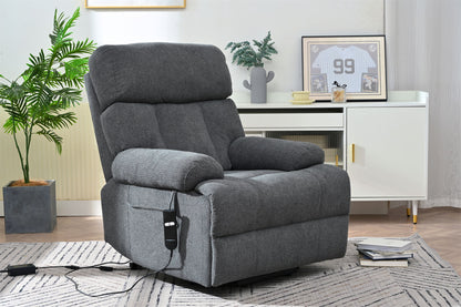 Oversized Power Lift Recliner Chair, Electric Fabric Recliner Chair, Home Theater Seating, Reclining Sofa Chair With Remote Control, Side Pocket, Spacious Seat - Dark Gray