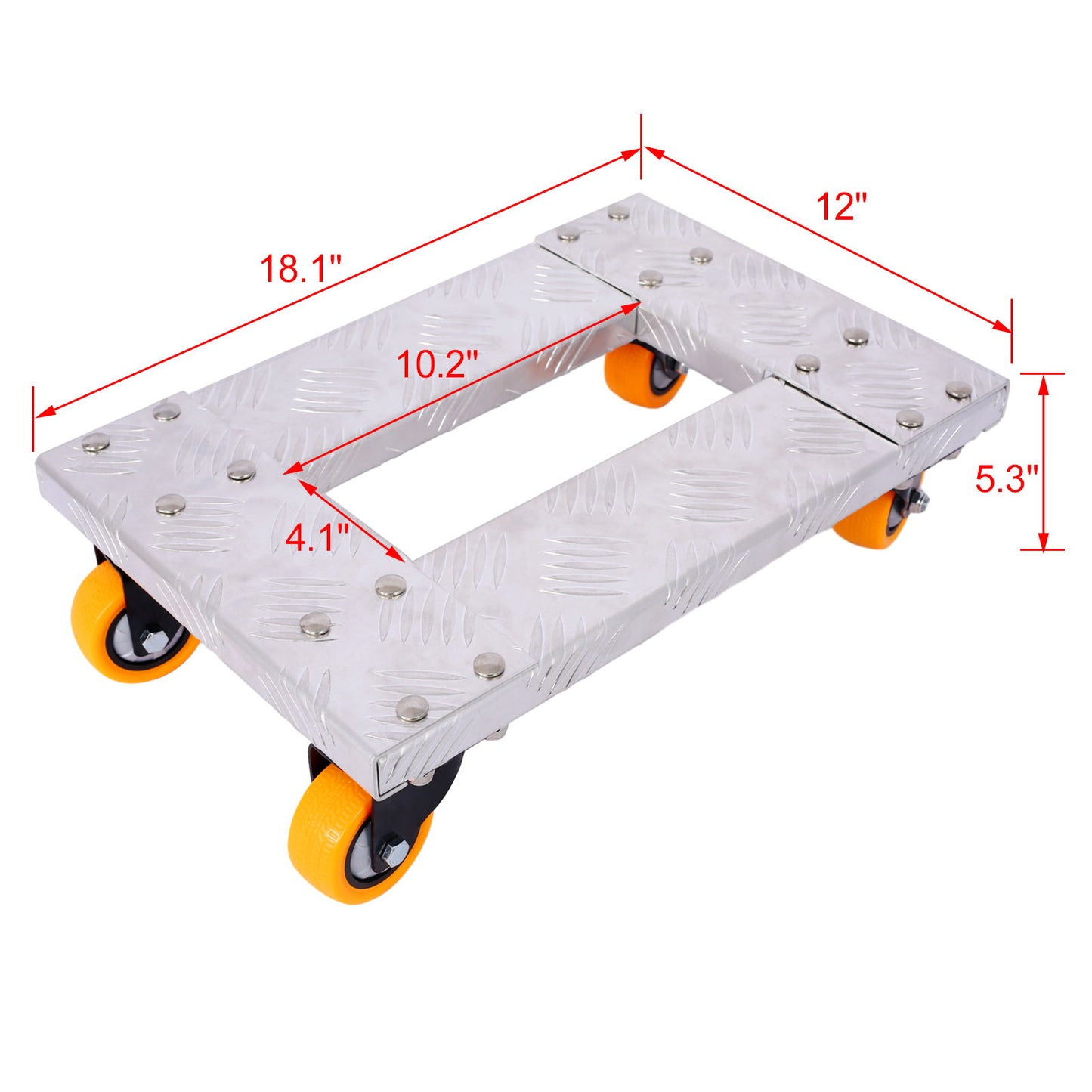 Movers Dolly Heavy Duty Furniture Dolly Trolley Cart, Aluminum Frame With 3" Tpu Professional Casters With Brake Option (Set of 2) - Silver