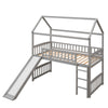 Twin House Loft Bed With Slide - Gray
