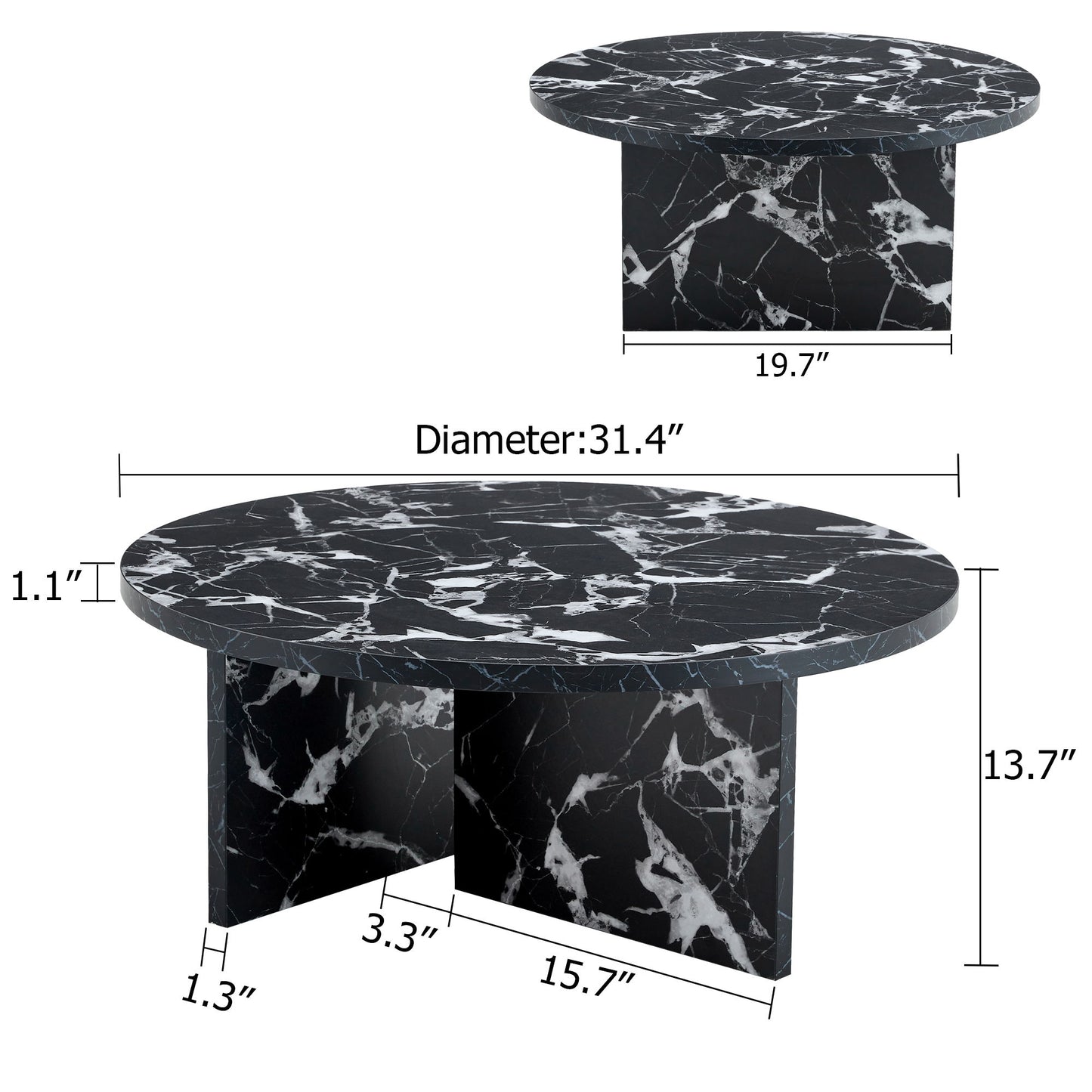 Versatile Round Coffee Table For Various Interior Styles, Exhibiting Modern Minimalism And Nordic Charm - Black / Black White
