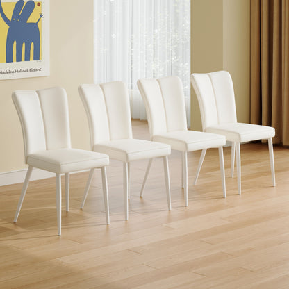 Style Minimalist Dining Chairs With 4 White Sponge Seats And Metal Legs, With 1 Chair Serving Multiple Purposes - Milky White