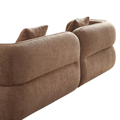 Sectional Sofa With Durable Fabric, Solid Wood Frame, And High Density Sponge Fill - Camel