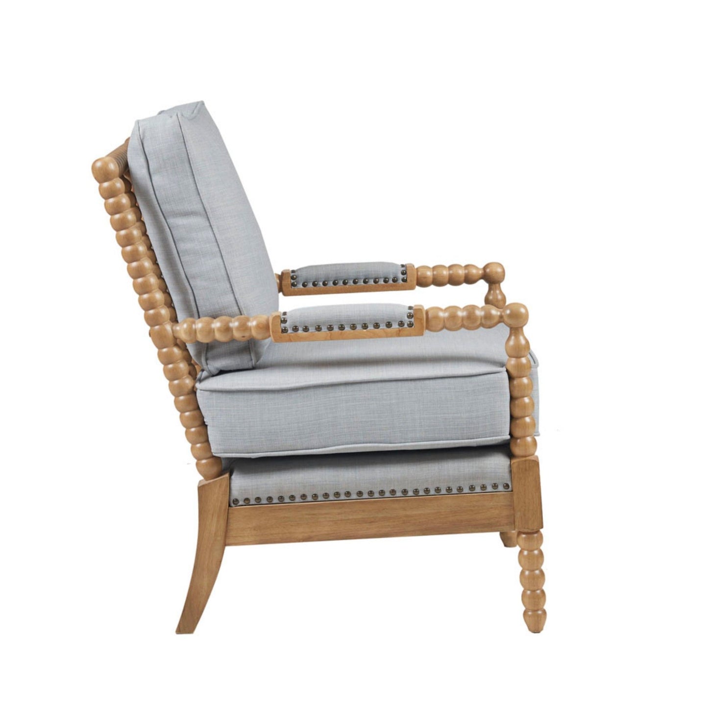 The Arm Chair With Padded Armrests - Dusty Blue / Camel Oak