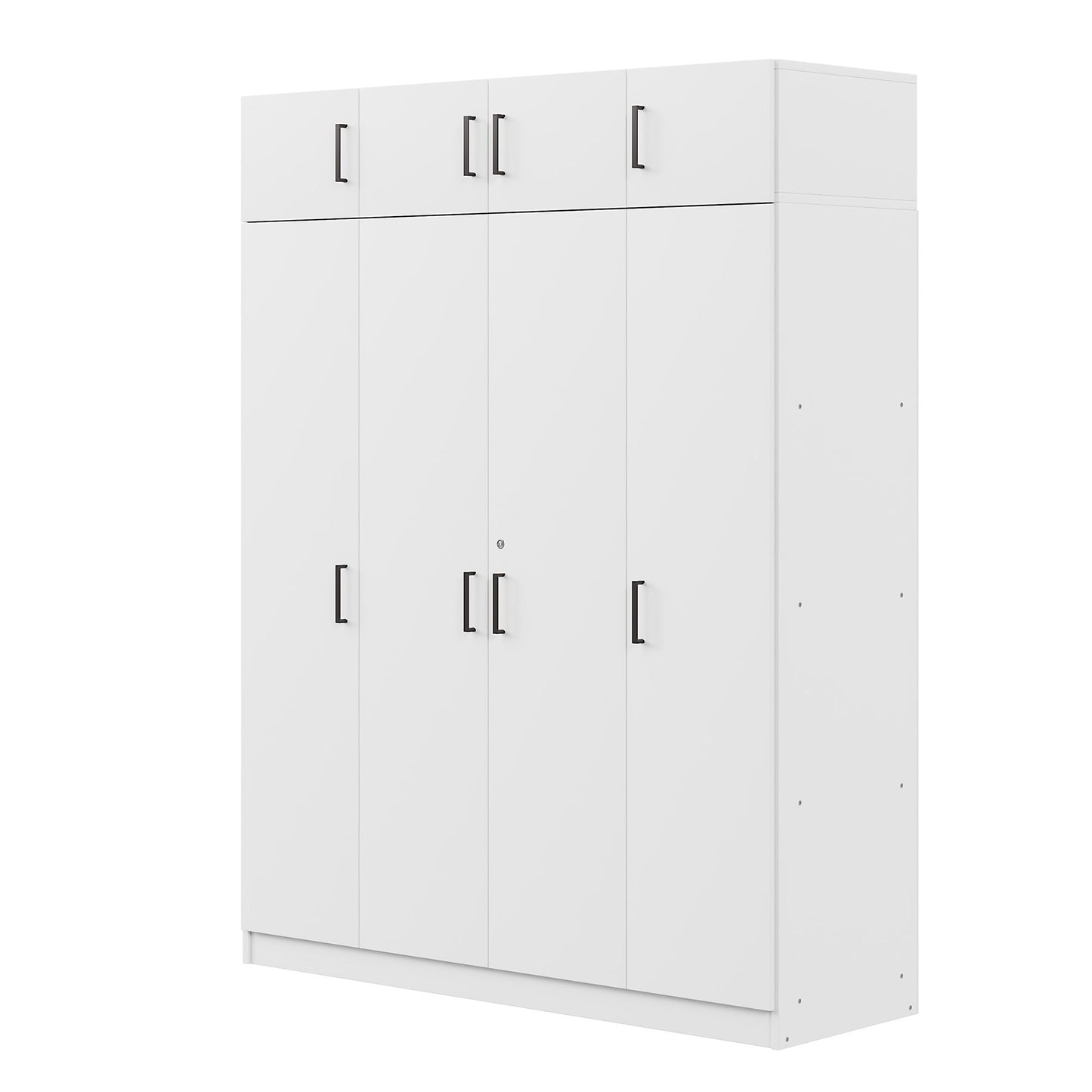Contemporary 4 Door Wardrobe With Drawer And Top Cabinet - White