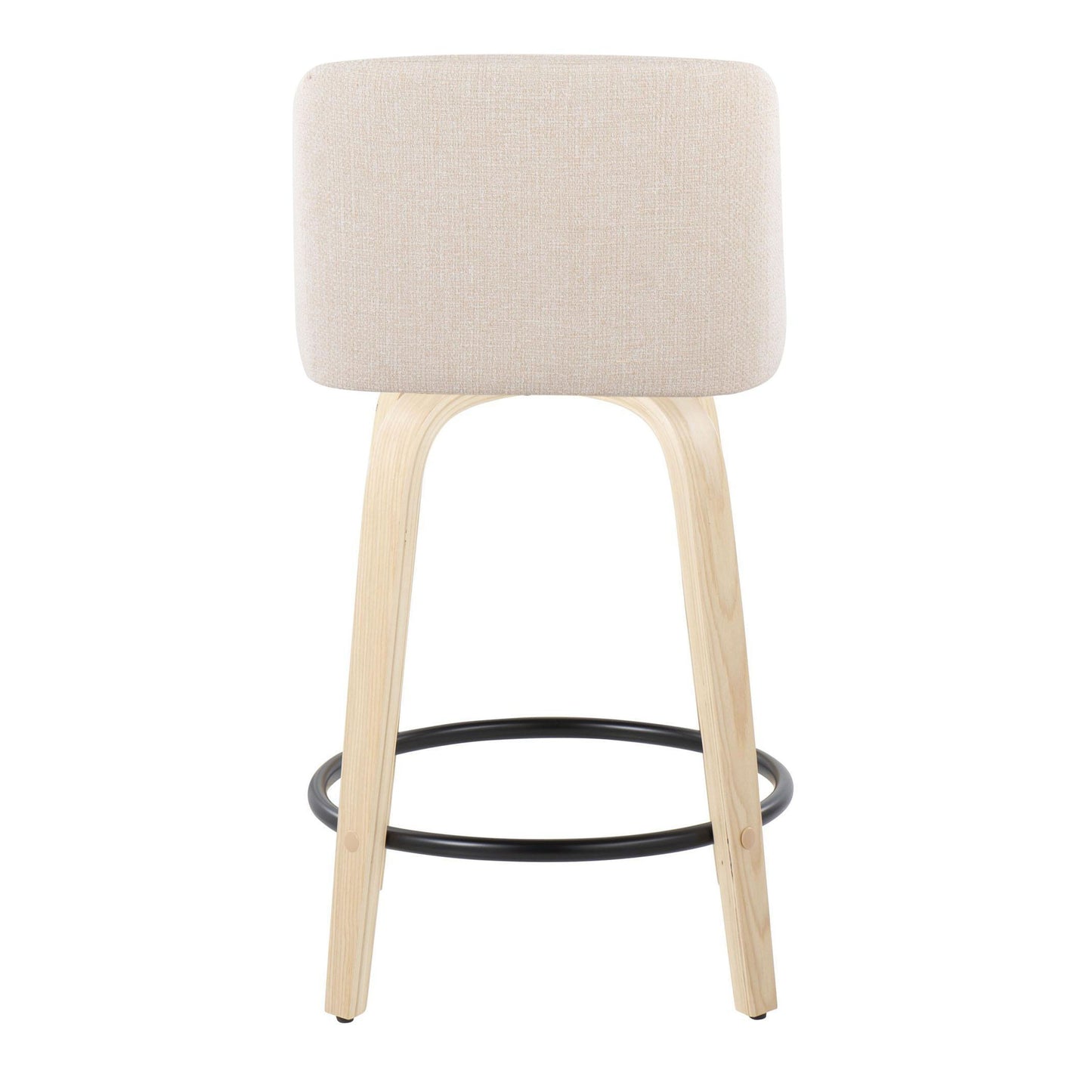 Toriano - Contemporary Fixed Height Counter Stool With Swivel With Round Footrest (Set of 2) - Cream / Natural