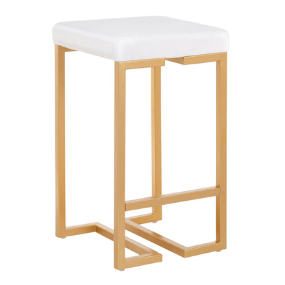 Midas - Contemporary / Glam Counter Stool (Set of 2) - Gold / White