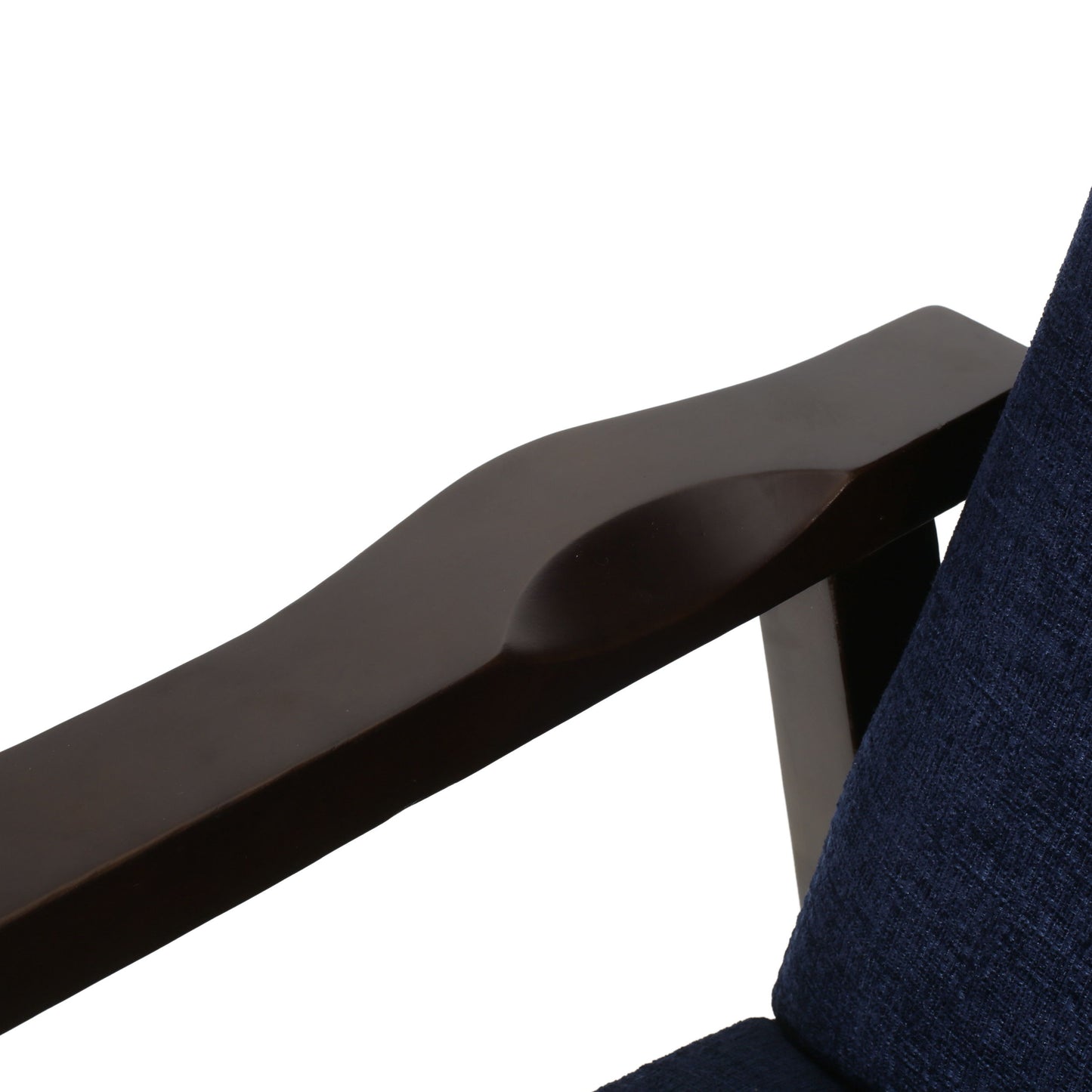 Wide Wood Hand Manual Club Recliner - Navy Blue