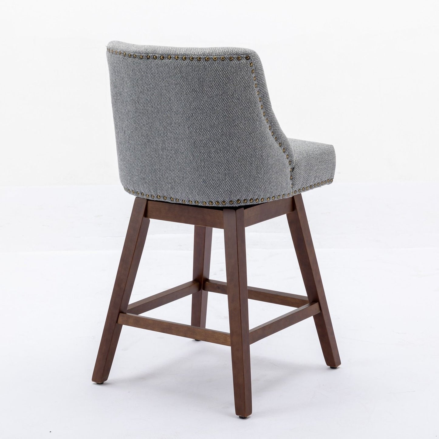 Counter Height Swivel Barstools, 26'' H Seat Height Upholstered Bar Stools (Set of 2), Fabric - Gray