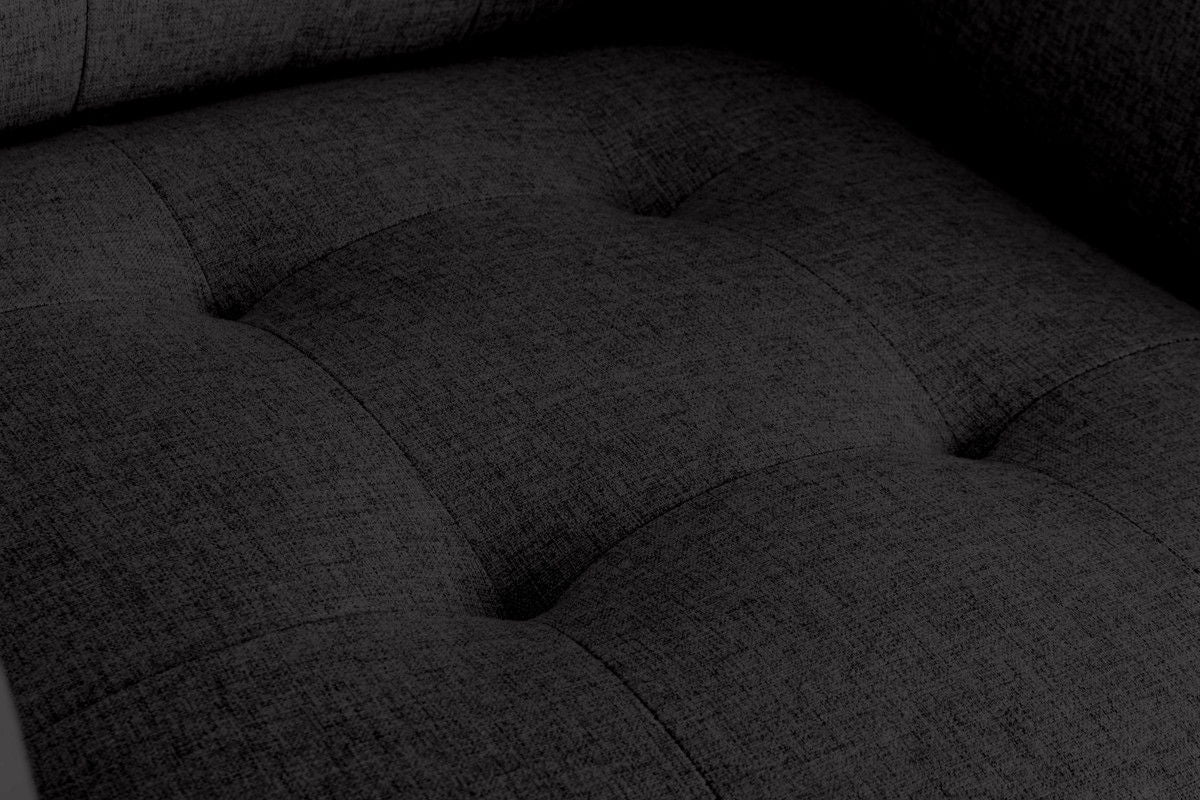 Victoria - Linen Fabric Loveseat With Metal Legs, Side Pockets, And Pillows - Dark Gray