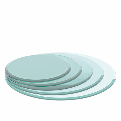 36" Round Tempered Glass Table Top Clear Glass 2 / 5" Thick Beveled Polished Edge - Transparent