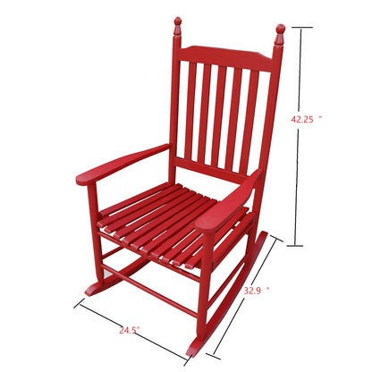 Wooden Porch Rocker Chair - Rose Red