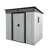 6Ft X 5Ft Outdoor Metal Storage Shed With Window And Transparent Plate For Garden, Lawn - White / Black