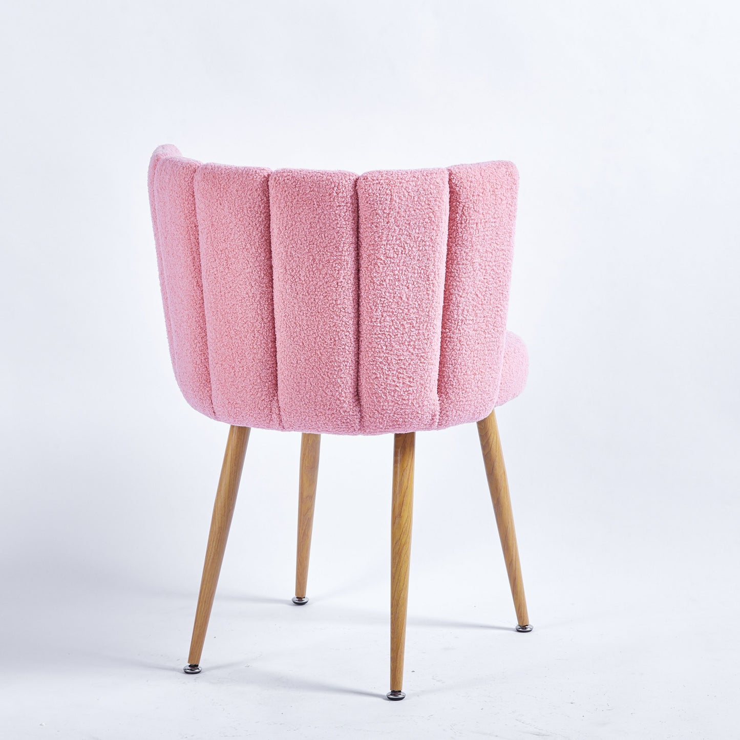 Modern Dining Chair (Set of 2) With Iron Tube Wood Color Legs, Shorthair Cushions And Comfortable Backrest, Suitable For Dining Room, Living Room, Cafe, Simple Structure - Light Pink